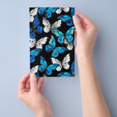 Dunkles Nahtloses Muster mit blauen Schmetterlinge Flyer (Handgriff)