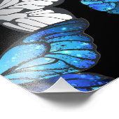 Dunkles Nahtloses Muster mit blauen Schmetterlinge Fotodruck (Ecke)