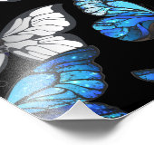 Dunkles Nahtloses Muster mit blauen Schmetterlinge Fotodruck (Ecke)