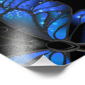 Dunkles Nahtloses Muster mit blauen Schmetterlinge Fotodruck (Ecke)