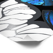 Dunkles Nahtloses Muster mit blauen Schmetterlinge Fotodruck (Ecke)