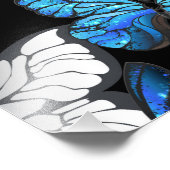 Dunkles Nahtloses Muster mit blauen Schmetterlinge Fotodruck (Ecke)