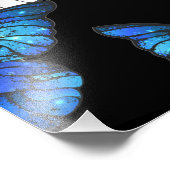 Dunkles Nahtloses Muster mit blauen Schmetterlinge Fotodruck (Ecke)