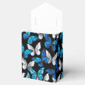 Dunkles Nahtloses Muster mit blauen Schmetterlinge Geschenkschachtel (Geöffnet)