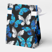 Dunkles Nahtloses Muster mit blauen Schmetterlinge Geschenkschachtel (Rückseite)