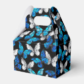 Dunkles Nahtloses Muster mit blauen Schmetterlinge Geschenkschachtel (Rückseite)