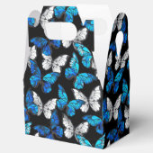 Dunkles Nahtloses Muster mit blauen Schmetterlinge Geschenkschachtel (Geöffnet)