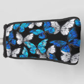 Dunkles Nahtloses Muster mit blauen Schmetterlinge Golf Headcover (Vorderseite)