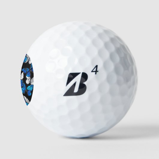 Dunkles Nahtloses Muster mit blauen Schmetterlinge Golfball (Logo)