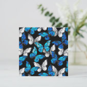 Dunkles Nahtloses Muster mit blauen Schmetterlinge Hinweiskarte (Stehend Vorderseite)