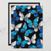 Dunkles Nahtloses Muster mit blauen Schmetterlinge Hinweiskarte (Vorne/Hinten)