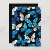 Dunkles Nahtloses Muster mit blauen Schmetterlinge Hinweiskarte (Vorne/Hinten)