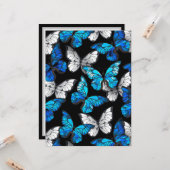 Dunkles Nahtloses Muster mit blauen Schmetterlinge Karte (Vorderseite/Rückseite Beispiel)