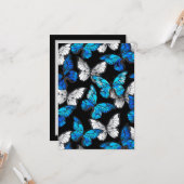 Dunkles Nahtloses Muster mit blauen Schmetterlinge Karte (Vorderseite/Rückseite Beispiel)