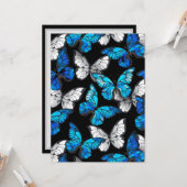 Dunkles Nahtloses Muster mit blauen Schmetterlinge Karte (Vorderseite/Rückseite Beispiel)