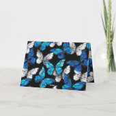 Dunkles Nahtloses Muster mit blauen Schmetterlinge Karte (Rückseite)