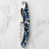 Dunkles Nahtloses Muster mit blauen Schmetterlinge Kellnermesser (Vorderseite)