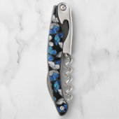 Dunkles Nahtloses Muster mit blauen Schmetterlinge Kellnermesser (Rückseite)