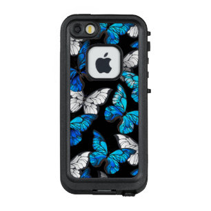 Dunkles Nahtloses Muster mit blauen Schmetterlinge LifeProof FRÄ’ iPhone SE/5/5s Hülle