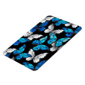 Dunkles Nahtloses Muster mit blauen Schmetterlinge Magnet (Linke Seite)