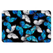 Dunkles Nahtloses Muster mit blauen Schmetterlinge Magnet (Horizontal)