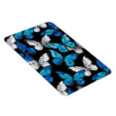 Dunkles Nahtloses Muster mit blauen Schmetterlinge Magnet (Rechte Seite)