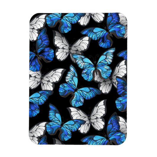 Dunkles Nahtloses Muster mit blauen Schmetterlinge Magnet (Vertikal)