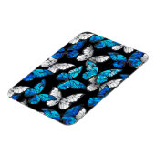 Dunkles Nahtloses Muster mit blauen Schmetterlinge Magnet (Linke Seite)