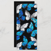 Dunkles Nahtloses Muster mit blauen Schmetterlinge Menükarte (Vorne/Hinten)