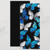 Dunkles Nahtloses Muster mit blauen Schmetterlinge Menükarte (Vorne/Hinten)