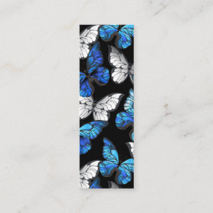 Dunkles Nahtloses Muster mit blauen Schmetterlinge Mini Visitenkarte