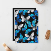 Dunkles Nahtloses Muster mit blauen Schmetterlinge Mitteilungskarte (Vorderseite/Rückseite Beispiel)