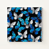 Dunkles Nahtloses Muster mit blauen Schmetterlinge Notizblock (Rückseite)