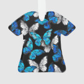 Dunkles Nahtloses Muster mit blauen Schmetterlinge Ornament (Rückseite)