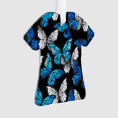 Dunkles Nahtloses Muster mit blauen Schmetterlinge Ornament (Vorderseite)