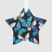 Dunkles Nahtloses Muster mit blauen Schmetterlinge Ornament (Rückseite)