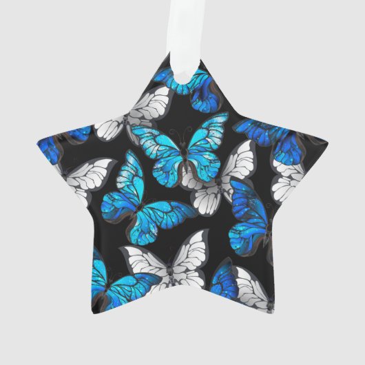 Dunkles Nahtloses Muster mit blauen Schmetterlinge Ornament (Rückseite)