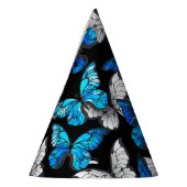 Dunkles Nahtloses Muster mit blauen Schmetterlinge Partyhütchen (Links)