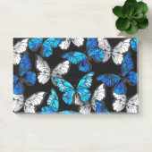 Dunkles Nahtloses Muster mit blauen Schmetterlinge Post-it Klebezettel (Büro)