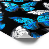Dunkles Nahtloses Muster mit blauen Schmetterlinge Poster (Ecke)