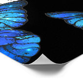 Dunkles Nahtloses Muster mit blauen Schmetterlinge Poster (Ecke)