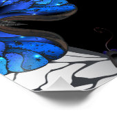 Dunkles Nahtloses Muster mit blauen Schmetterlinge Poster (Ecke)