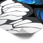 Dunkles Nahtloses Muster mit blauen Schmetterlinge Poster (Ecke)