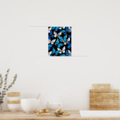 Dunkles Nahtloses Muster mit blauen Schmetterlinge Poster (Küche)
