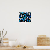 Dunkles Nahtloses Muster mit blauen Schmetterlinge Poster (Küche)