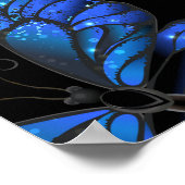 Dunkles Nahtloses Muster mit blauen Schmetterlinge Poster (Ecke)