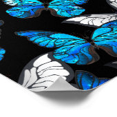 Dunkles Nahtloses Muster mit blauen Schmetterlinge Poster (Ecke)