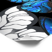 Dunkles Nahtloses Muster mit blauen Schmetterlinge Poster (Ecke)