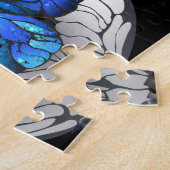 Dunkles Nahtloses Muster mit blauen Schmetterlinge Puzzle (Seite)