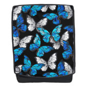 Dunkles Nahtloses Muster mit blauen Schmetterlinge Rucksack (Vorderseite)